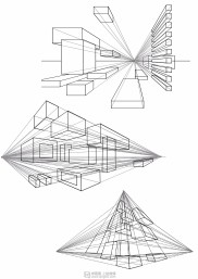 三点透视建筑 三点透视建筑图俯视