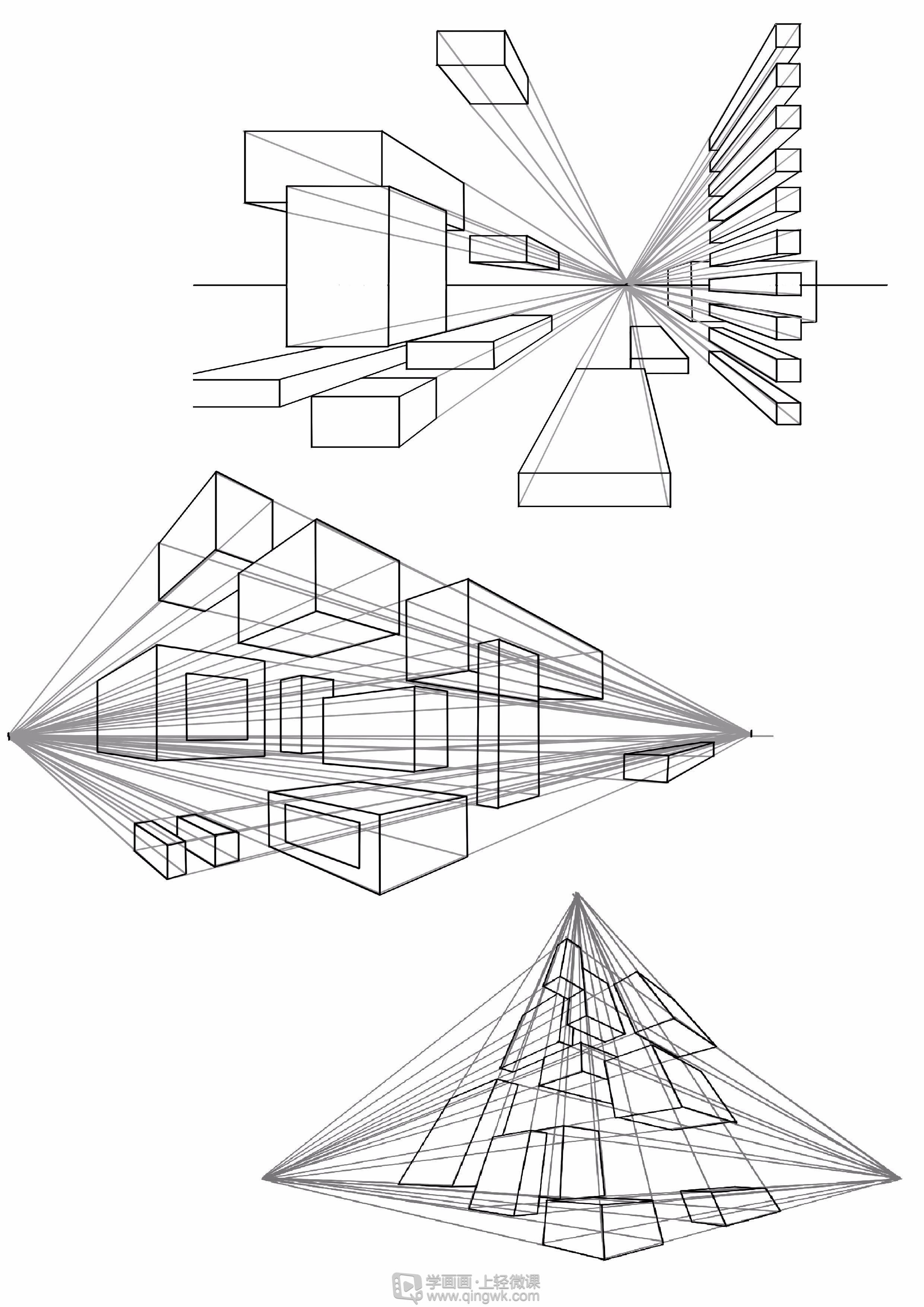 三点透视建筑 三点透视建筑图俯视